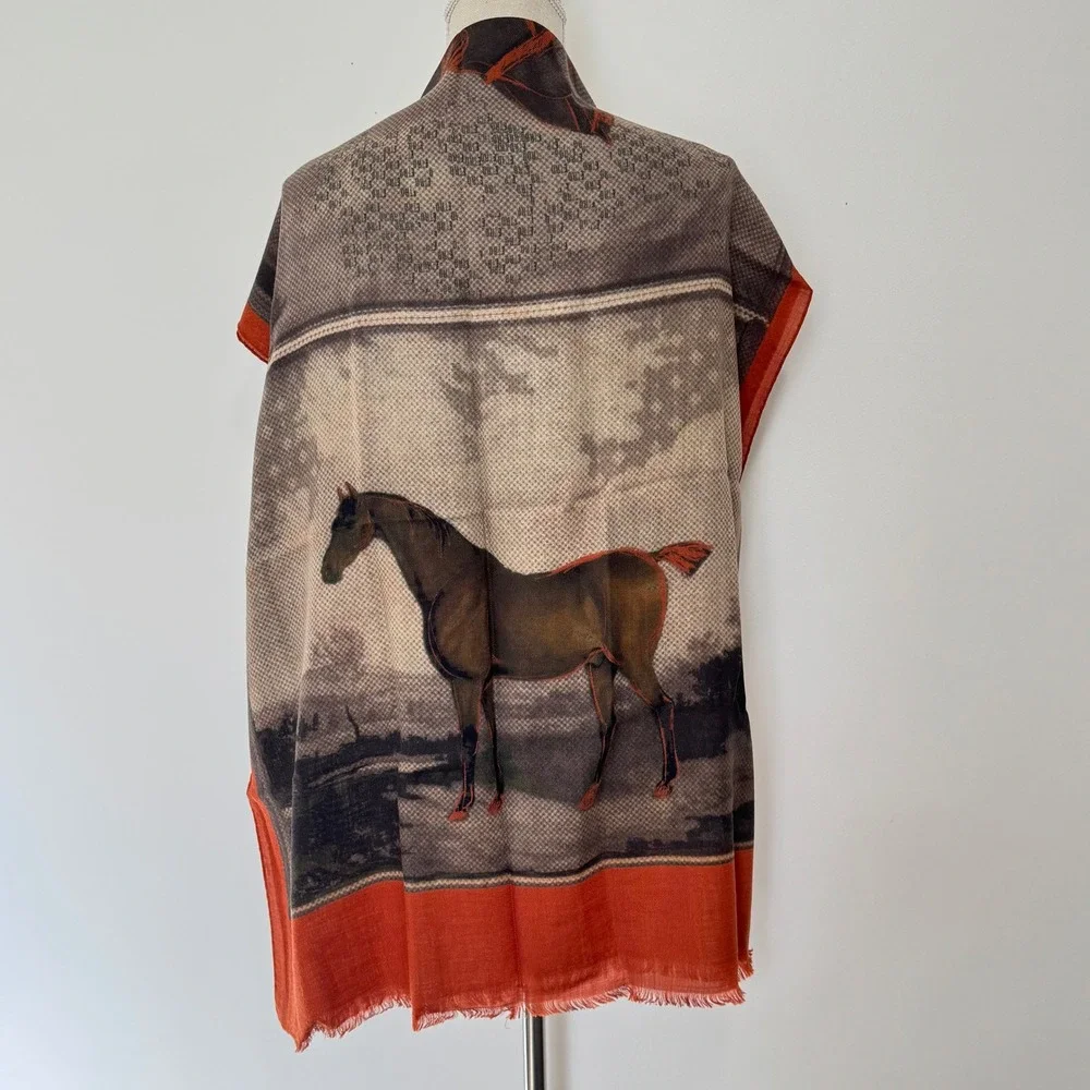Etro Horse‎ Pegasus Wool Challis Scarf